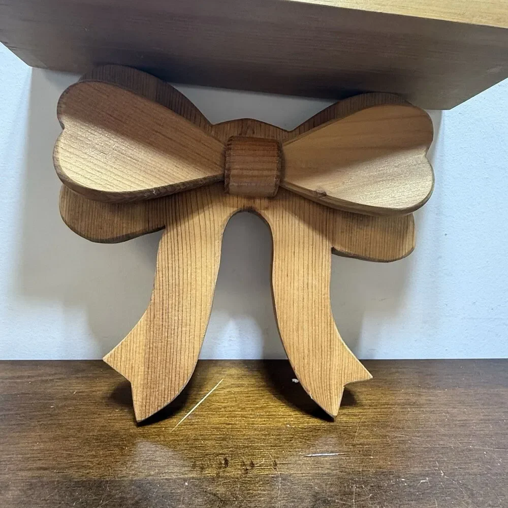 Vintage 80's Wood Bow Shelf Display Cottagecore Country Farmhouse Coquette